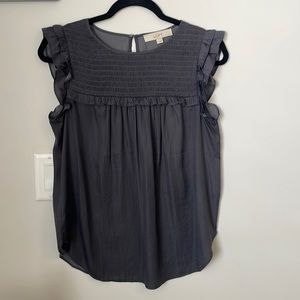 Navy blue sleeveless blouse